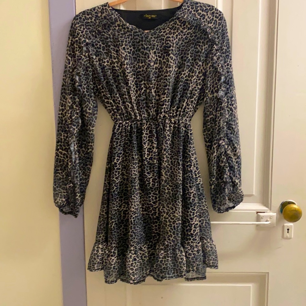 This is a dress with a tiger print. Great quality